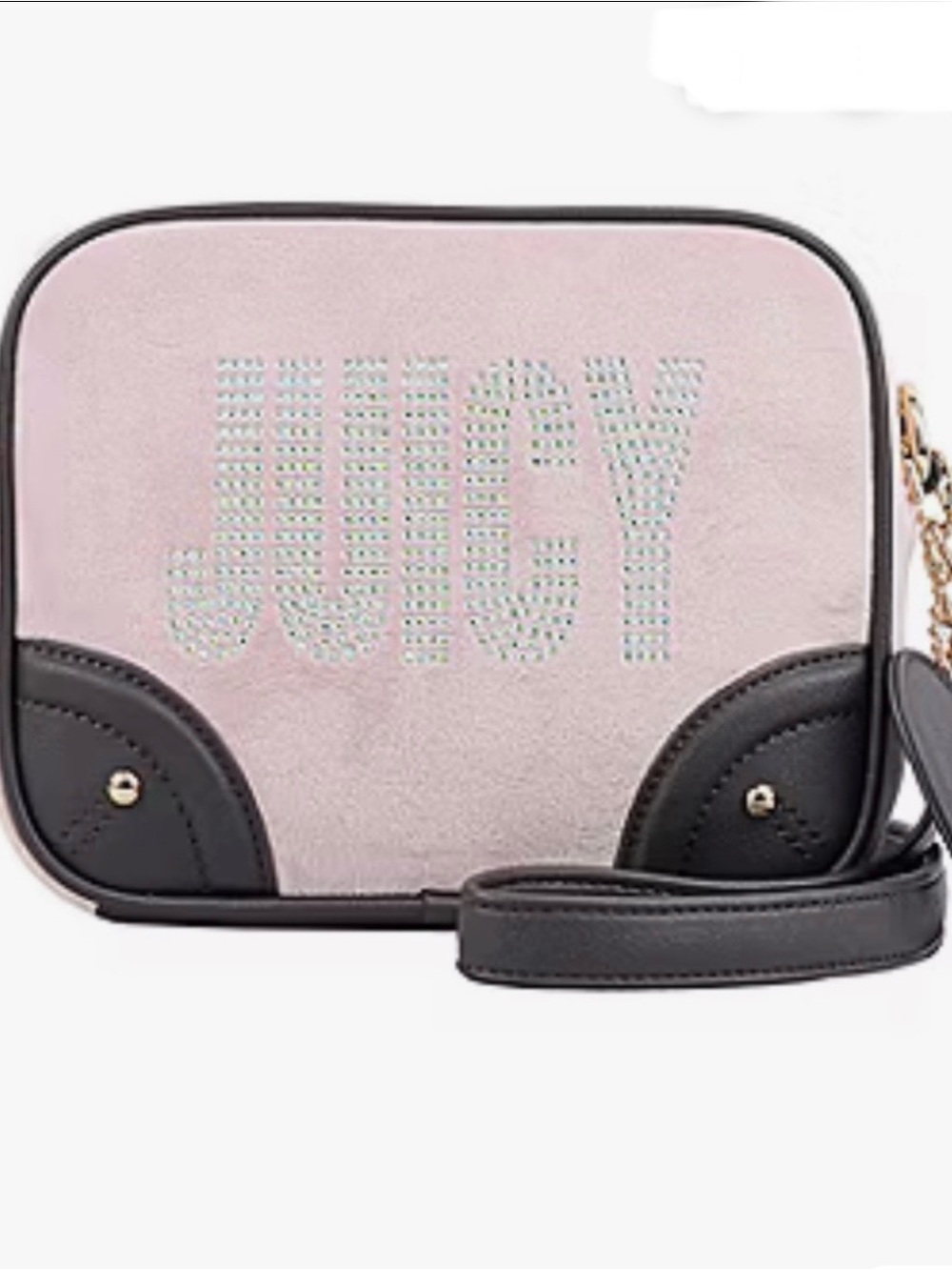 Juicy Couture Light Pink and Black Crossbody with Crystal Logo